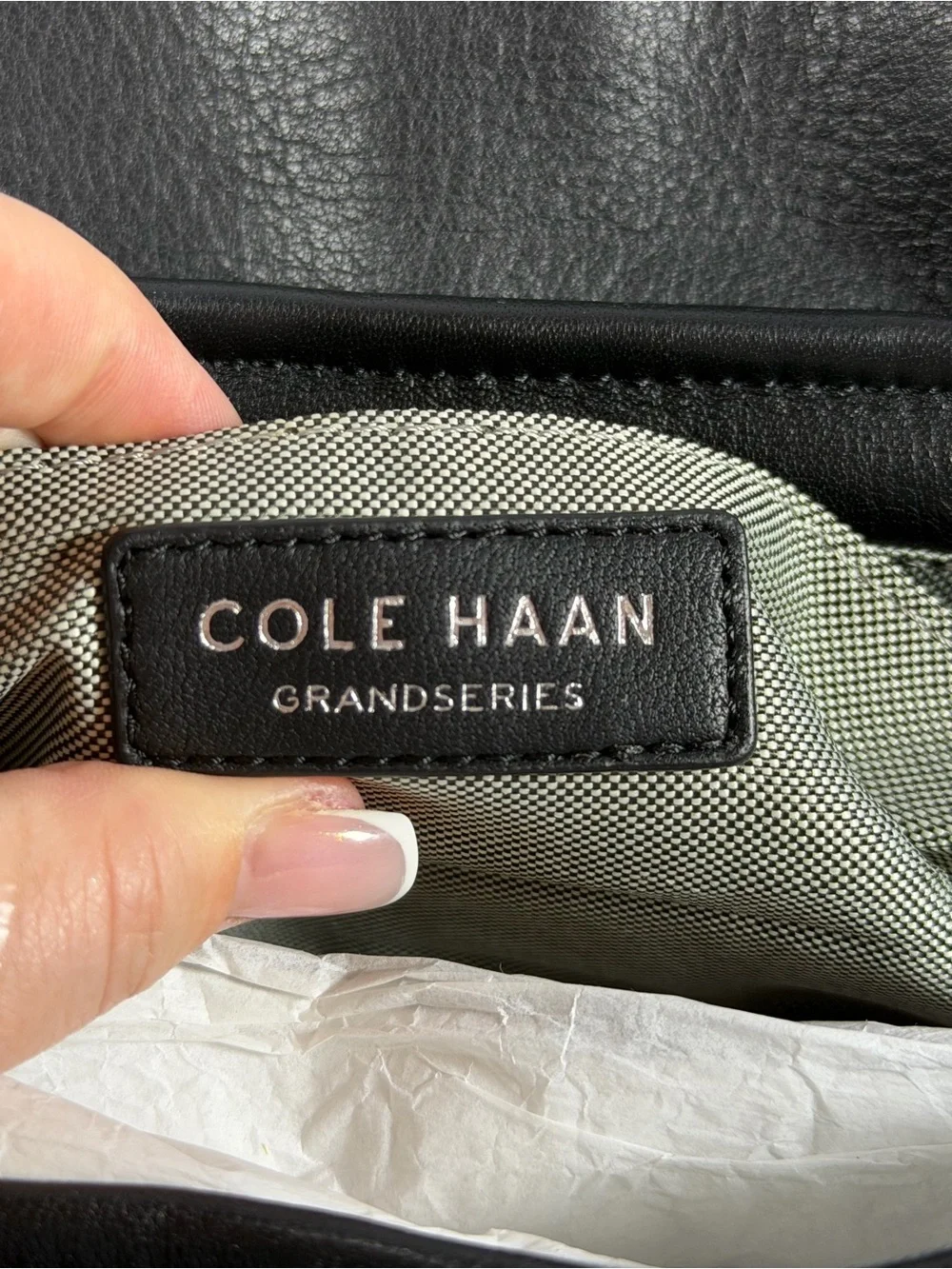 Cole Haan Black Quilted Leather Crossbody Bag with CH Logo